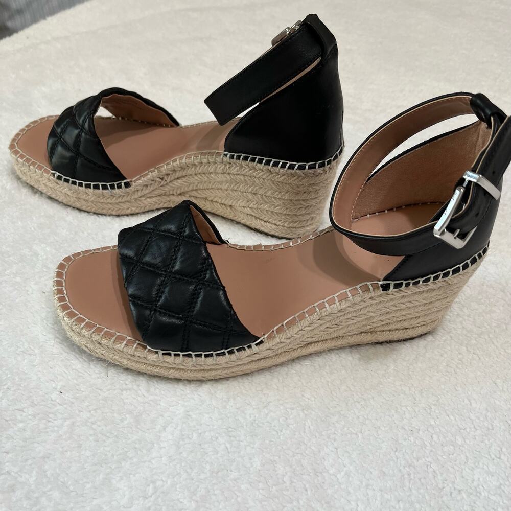Nordstrom Leather Platform Shoes Sz 8.5 M‎ Black Quilted Top